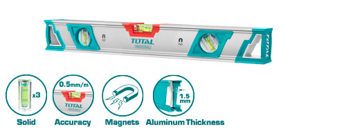 Spirit level with powerful magnets